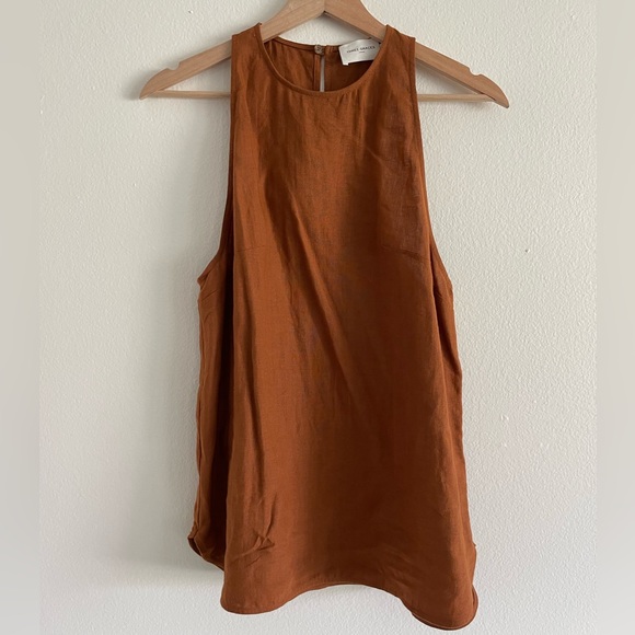Three Graces London Linen Tank Top Rust Brown size 8 100% linen - Picture 3 of 9